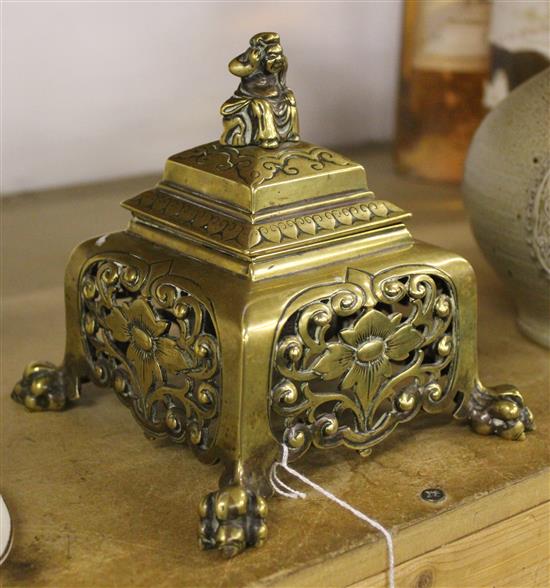 Brass inkwell